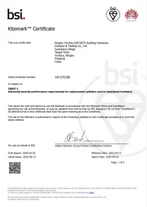 BSI Kitemark certificate